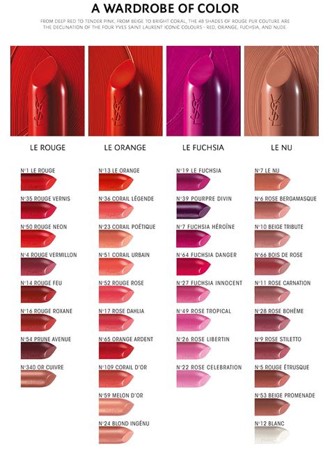 ysl lipstick color chart|best ysl lipstick shades.